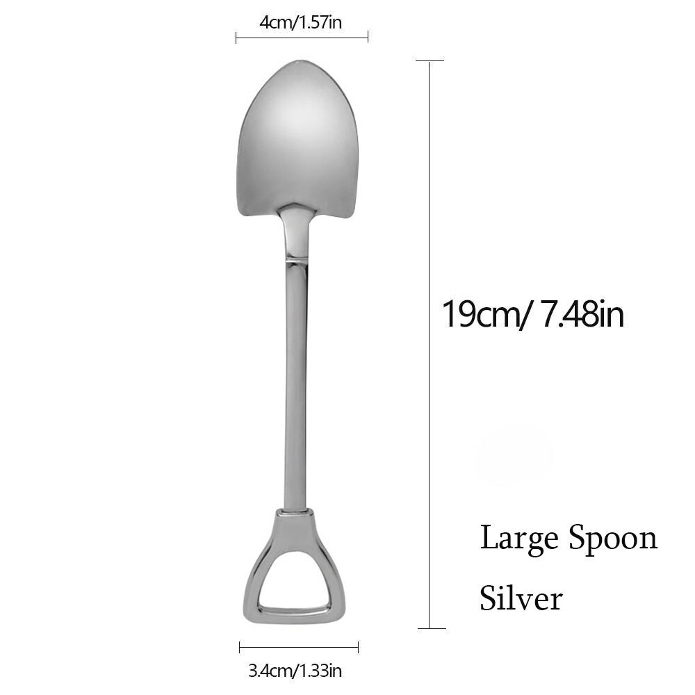 Multi-color Spoon Fork Shovel Shape Ice Cream Spoon&Fork Kitchen Gadget Long Handle Coffee Ice Cream Tool Kitchen Accessories: Silver-Spoon type3