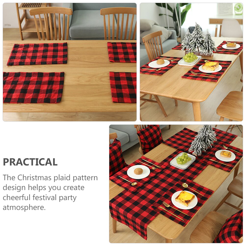 4 Stuks Plaid Gerecht Mat Huishouden Placemat Plaid Tafel Kussen Decor Plaid Tafel Mat