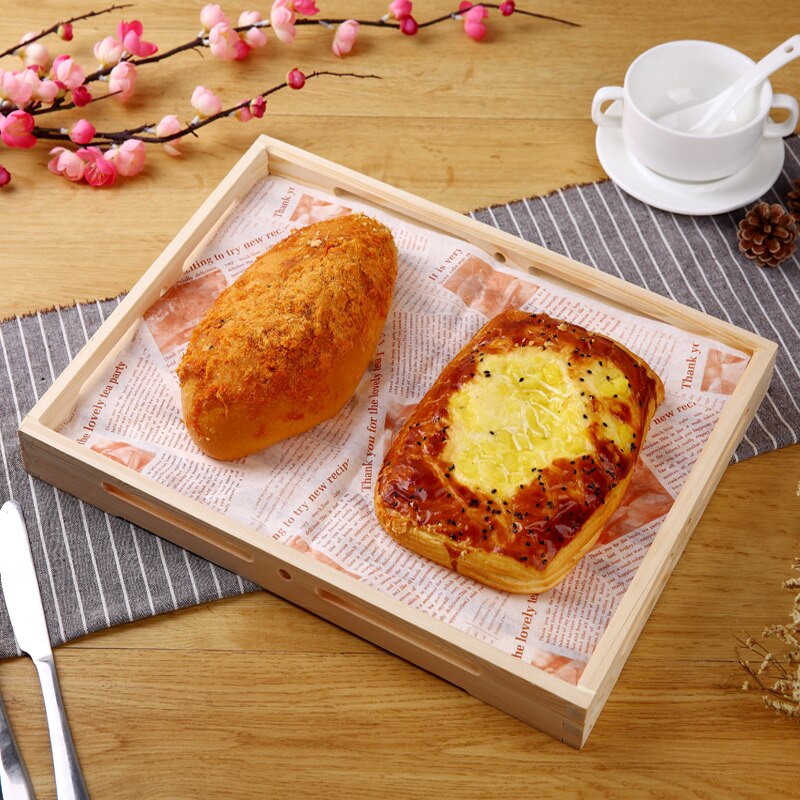 Eco-Friendly Wooden Serving Tray Natural Color Wood Cake Plate Bread Board Baking Store Display Plate Coffee/Tea Trays