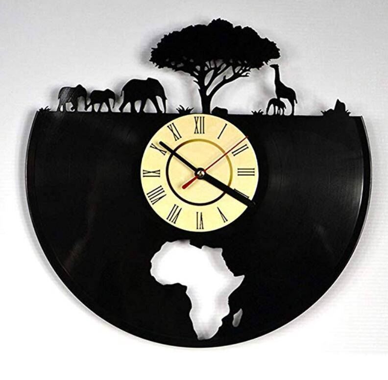 Horloge murale en vinyle | Horloge à, horloge murale, pour éléphant africain, silencieuse, sans chatonnage, à piles