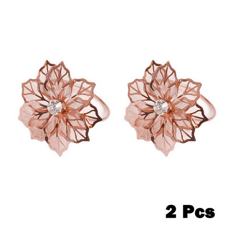 6 stk servietringe med udhulet blomst til bryllup middagsfest fødselsdage familiesammenkomster bordindretning servietholder: 2 stk rosa gyldne