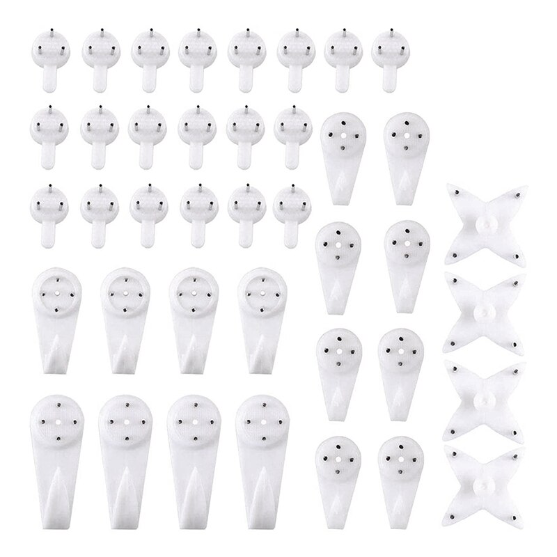 40Pcs Onzichtbare Nail Schroeven Muur Haken Schilderijenhangers Traceless Foto Haak Multi Functie Foto Schilderij Frame Hanger: Default Title