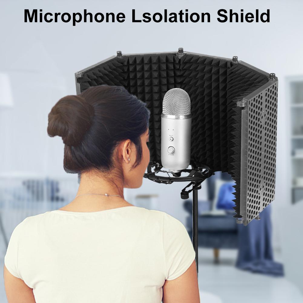 5 panneaux pliable Studio Microphone Isolation bouclier enregistrement son absorbeur mousse panneau Portable Microphone isolateur Compatible