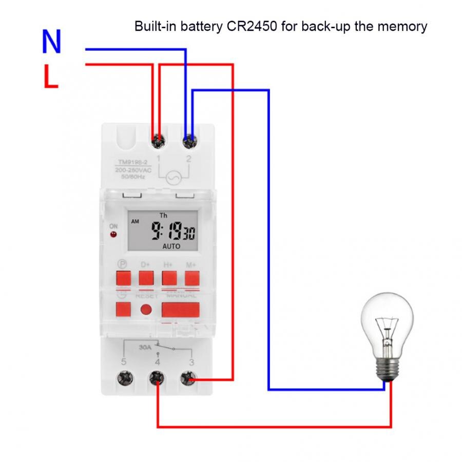Timer Switch 7 Days Programmable Digital Industrial Time Switch TM919B-2 with Countdown Time Function 30A 200-250V AC