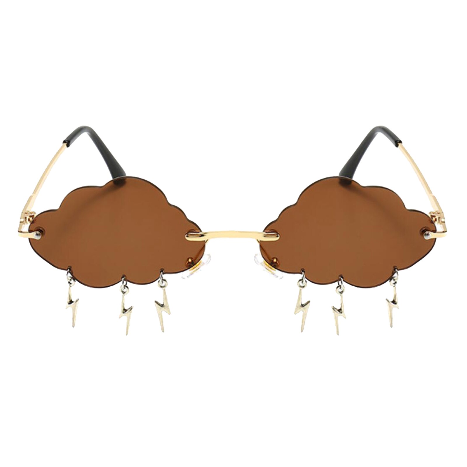 Novelty Cloud Shaped Sunglasses Tassel Tinted Lens UV400 Eyewear for Camping Hiking Cyaling Fishing Sun Glasses: Brown