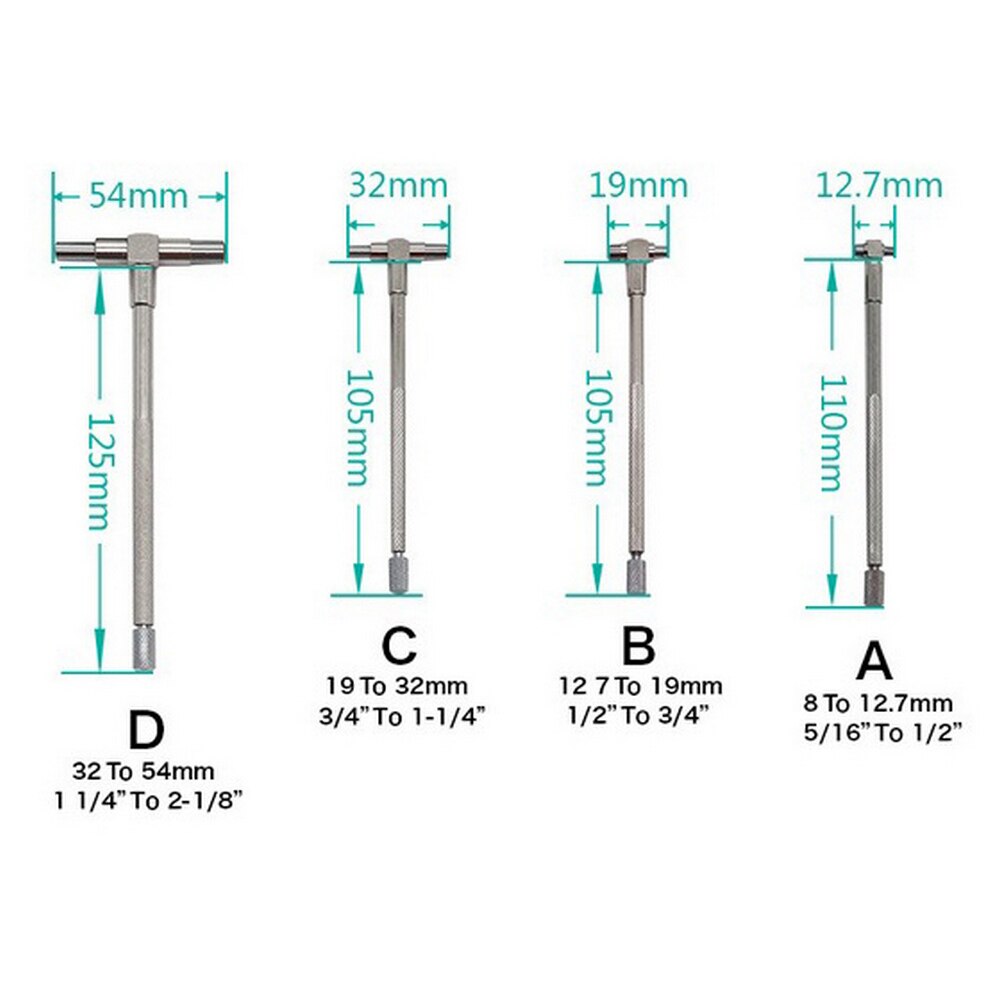 6Pcs 8-150mm Telescoping Gauge Set Micrometer Measurement Internal Gauge Kit Hole Gauges for Quick Inside Measurements of Holes