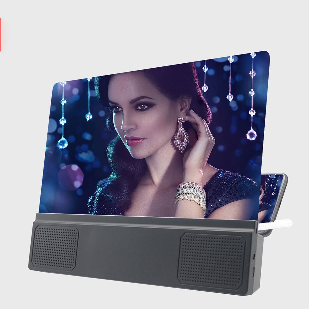 Professionele Zwarte Universele Mobiele Telefoon Screen Vergrootglas 3D Video Hd Grote-Screen Speaker Versterker Stand Beugel Duurzaam