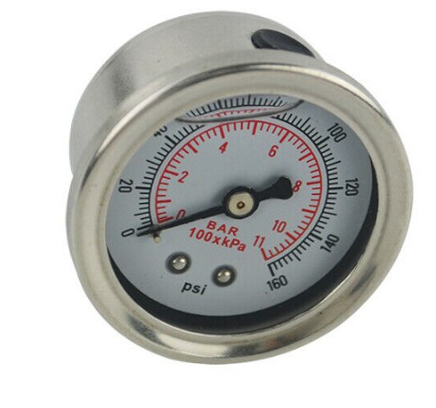 Universal 1/8 NPT Oil Fuel Pressure Gauge Liquid Filled Polished Case 0-160 psi Oil Press Gauge Fuel Gauge White Face