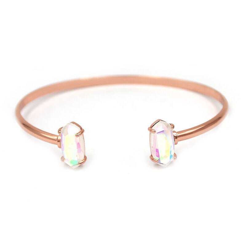 Cristal jóias dichroic cristal pulseira pulseira moda grande manguito bangle para mulher: ROSE GOLD AB