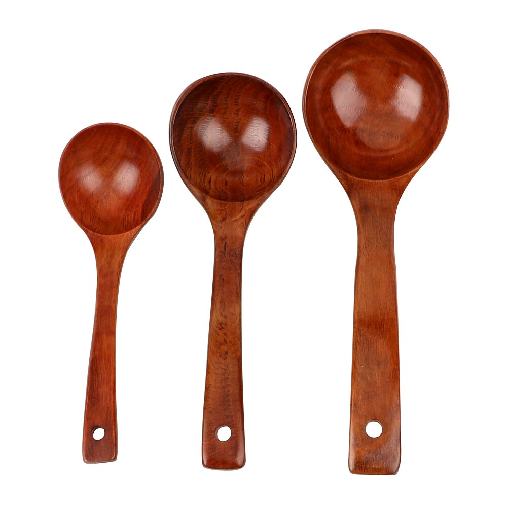 Utensilios de cocina, accesorios de cocina, vajilla ecológica saludable, cuchara de sopa de mango largo, de madera Natural