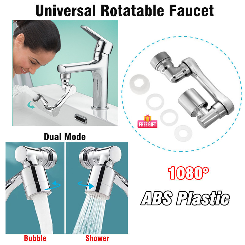 1080 ° Universele Rotatie Kraan Sproeikop Dual Effluent Wastafel Keuken Robot Arm Uitbreiding Kranen Beluchter Waskolf Nozzle: WHITE
