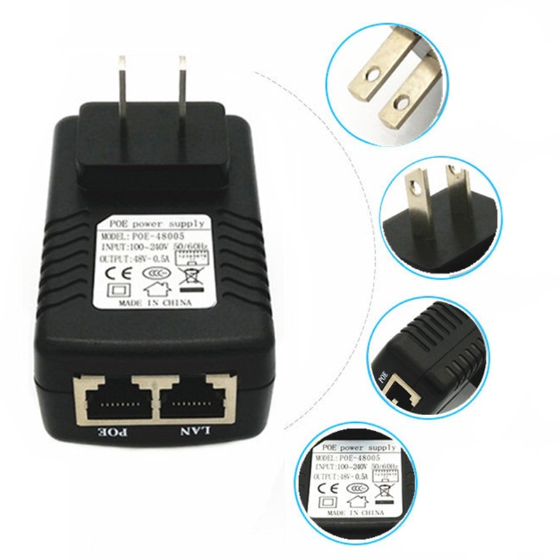 Universele Adapter Converter Netwerk Apparaat Supply Adapter Us/Eu Poe Plug Muur Plug Injector Ethernet Adapter