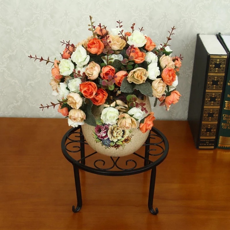 Wrought Iron Pot Rack for Flowers Pots Basion Display Shelf Rack Garden Plant Stand Metal Balcony Decor Rack Decoration