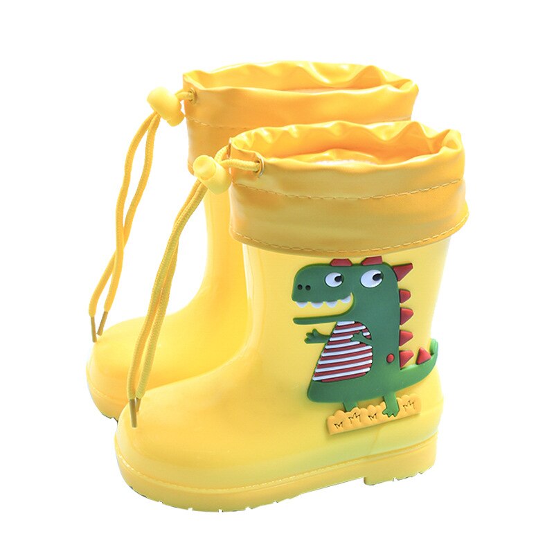 Rain Boots Kids Winter Girl Cute 3d Dinosaur Children's Boys Boots Plush Warm Ankle Pvc Waterproof Baby Water Shoes Rainboots
