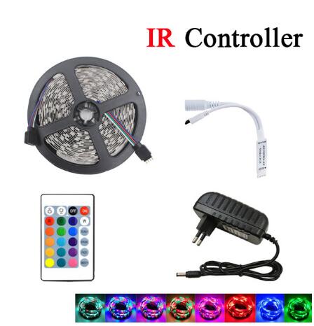 Led Strip Licht 2835 SMD RGB Tape 5M 10M 15M 20M DC12V 3528 Flexibele RGB LED streep Lint Diode 24Key Controller WIF Adapter: ip65 waterproof / 5m strip set