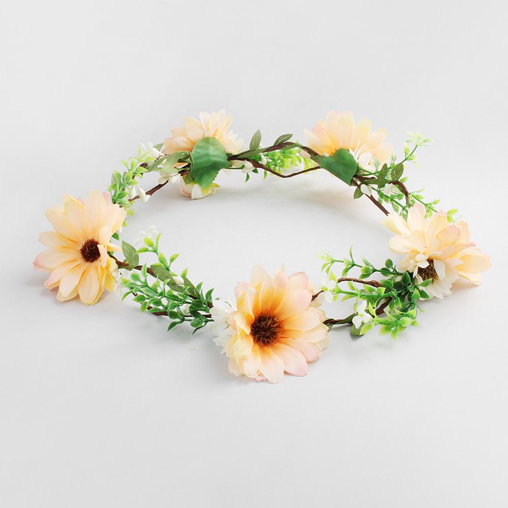 Cinta para cabeza de flores para mujer, guirnaldas de boda, accesorios para el cabello de corona Floral para novia, damas de honor, corona para el pelo: 9