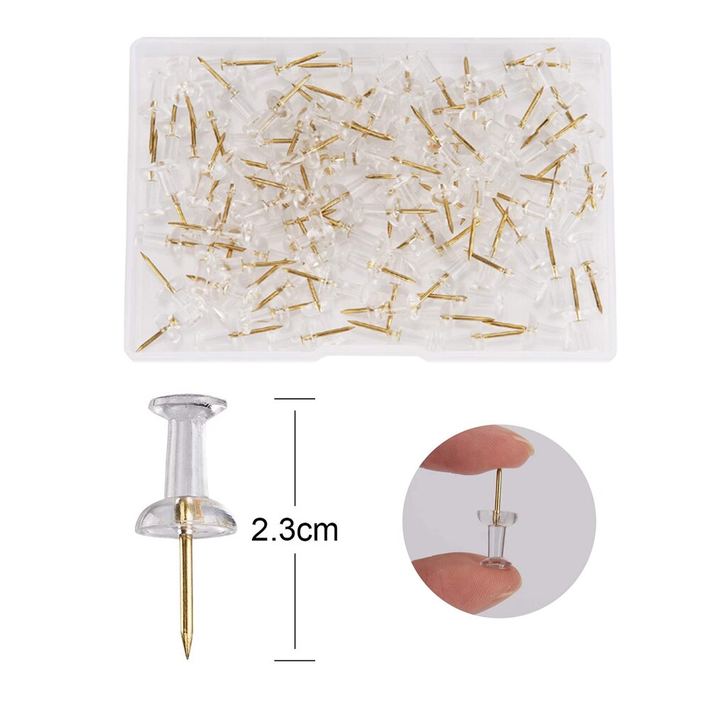 200pcs/box Transparent Push Pins Thumb Thumbtack Board Pins Drawing Soft Nail Photo Wall For Study Office School Supplies