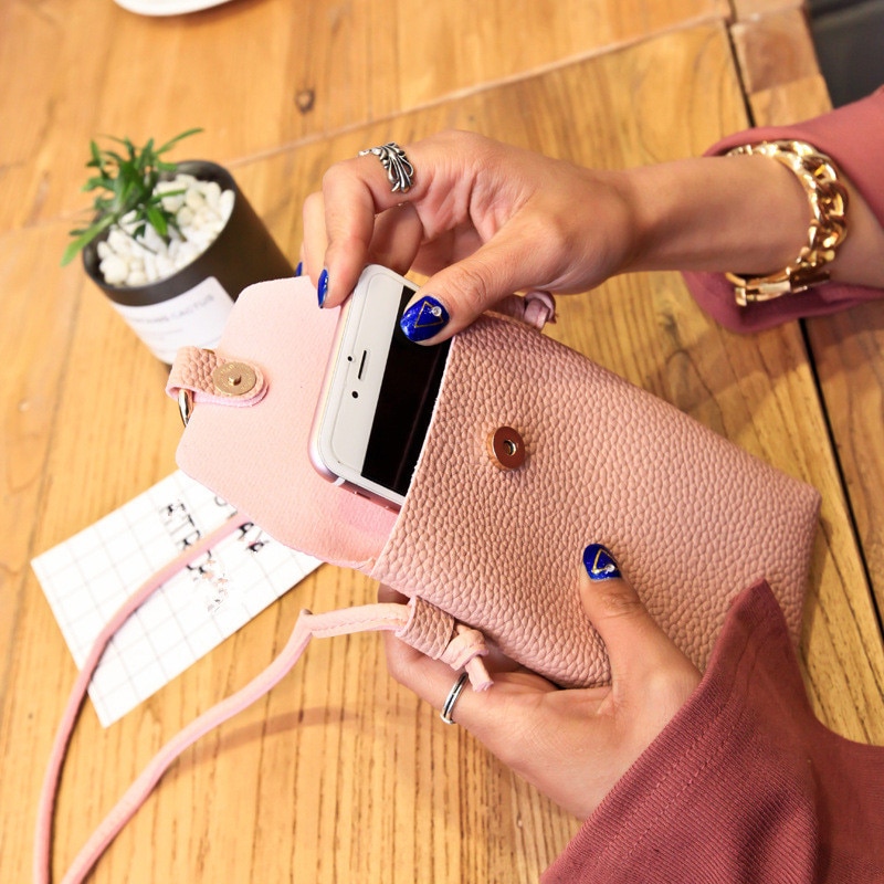 XZXBBAG Women PU Leather Messenger Bags Mini Cell Phone Pocket Cellphone Pouch Students Crossbody Case Girl Small Shoulder Bags