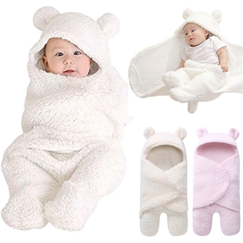 Baby Hoodies Bathrobe Bath Towel Baby Fleece Receiving Blanket Neonatal Hold To Be Cute Animal Shape Solid Newborn Kids Carpet