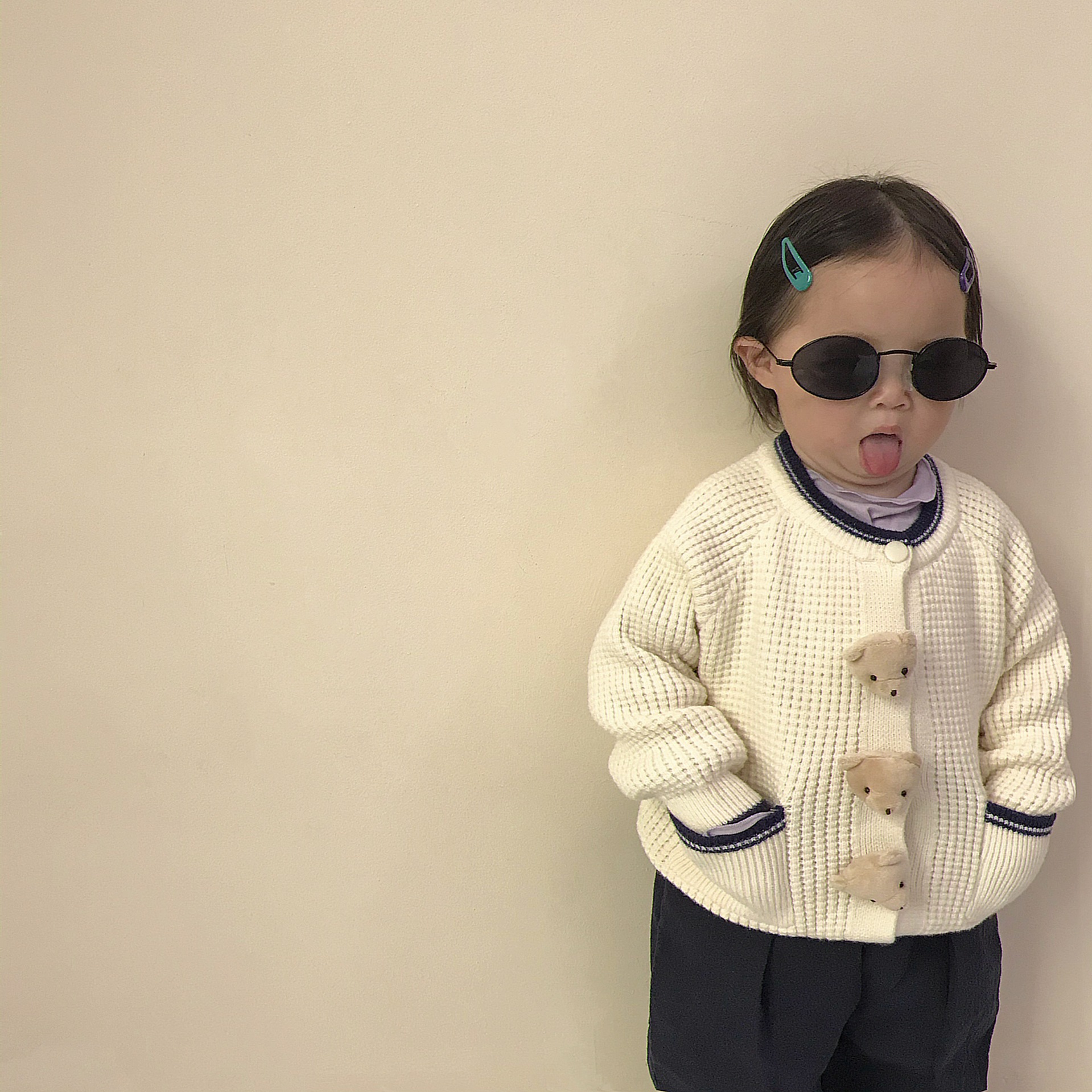 Suéter de oso de para bebé y niña, cárdigan de punto, Chaqueta de algodón para niño, abrigo de punto, chaqueta informal para niño: white / 24M  90cm