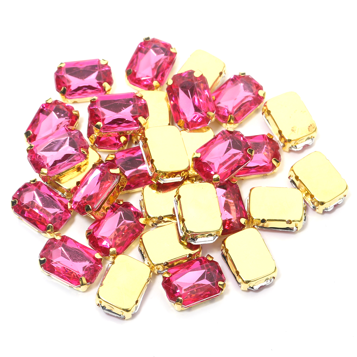 30 stuks 10 x 14mm rechthoekige kristallen glazen strass-steentjes, handgenaaide acryl strass-steentjes met gouden klauw voor kledingaccessoires: Groente