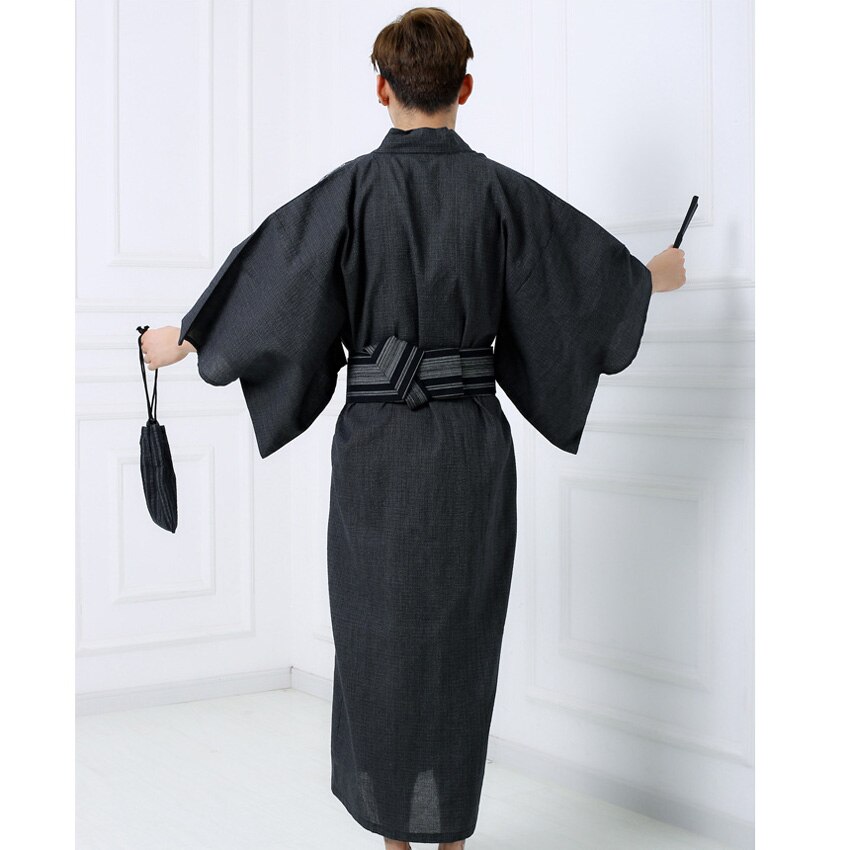 Kimono Yukata de otoño e invierno para Hombre Trajes de estilo japonés Samurai, traje de baño bordado Jinbei, ropa de dormir
