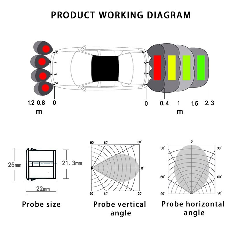 8 Car probes Parking Electromagnetic Sensor Motion Backlight Car Electronics Auto Blind Spot Detector Kit Voice Buzzer