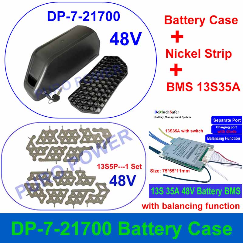 POLLY DP-7-21700 caja de batería compatible con 70 Uds 21700 celdas caja vacía tira de níquel 10S 13S 14S 35A DP-2170-7 para batería DIY 36V 48V 52V: Oro