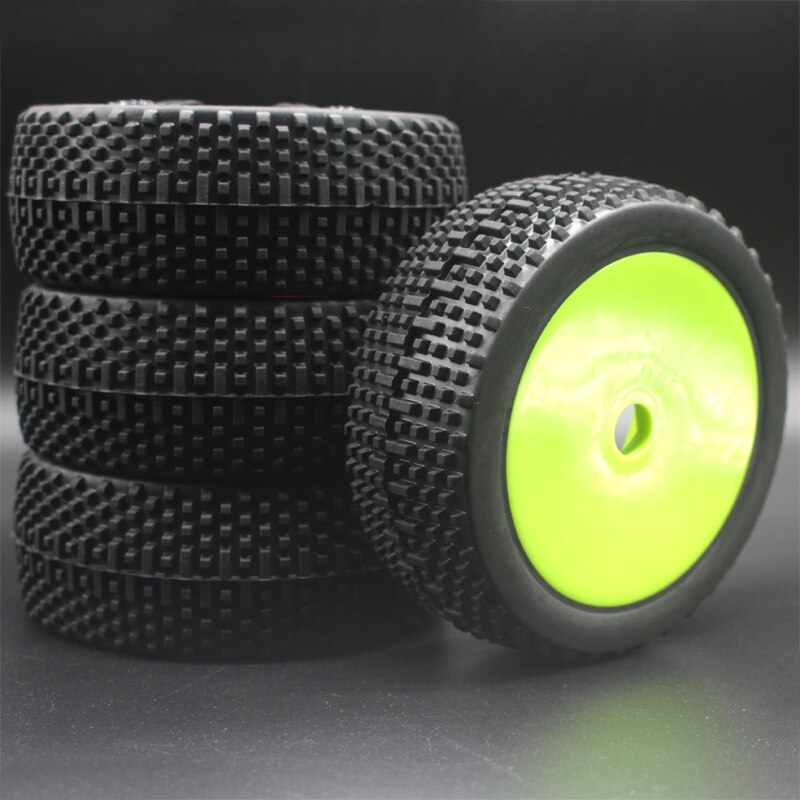 White Black Green Yellow Red RC 1:8 Off Road Car Buggy Rubber Tires & Plastic Wheel Rims HUB HEX: 81g-801-4