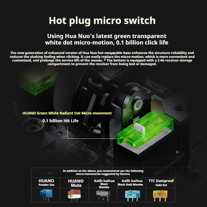 RAWM SA-SH01PRO Trådløs Bluetooth Tri-Mode Gaming Mus 8k Swap Lett E-Sport 30000dpi