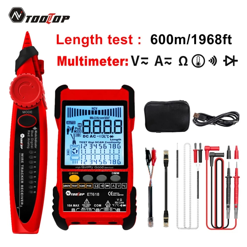 Ai äußern Sammlung Tooltop Netzwerk Kabel Tester Multimeter lan Kabel Verfolgung Poe Prüfung 400m/600m Länge messen Empfindlichkeit