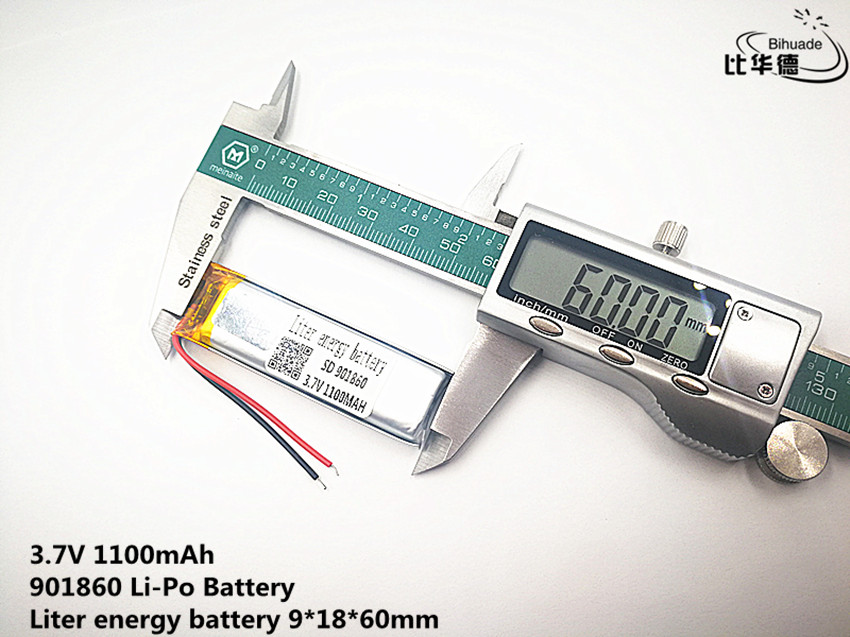 Litro batteria a energia Buon Qulity 3.7 V, 1100 mAH, 901860 Polimero agli ioni di litio/batteria Li-ione per il GIOCATTOLO, BANCA di POTERE, GPS, mp3, mp4