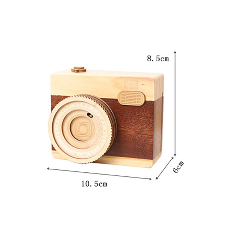 Wooden Camera Music Box Children's Day Girls Birthday Rotating Shutter Music Box Handmade Furniture Decoratio: A