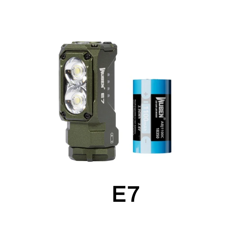 Wuben  e7 bedste genopladelige pandelampe 1800 lumen inklusive et 26650 batterier - grøn: Blå