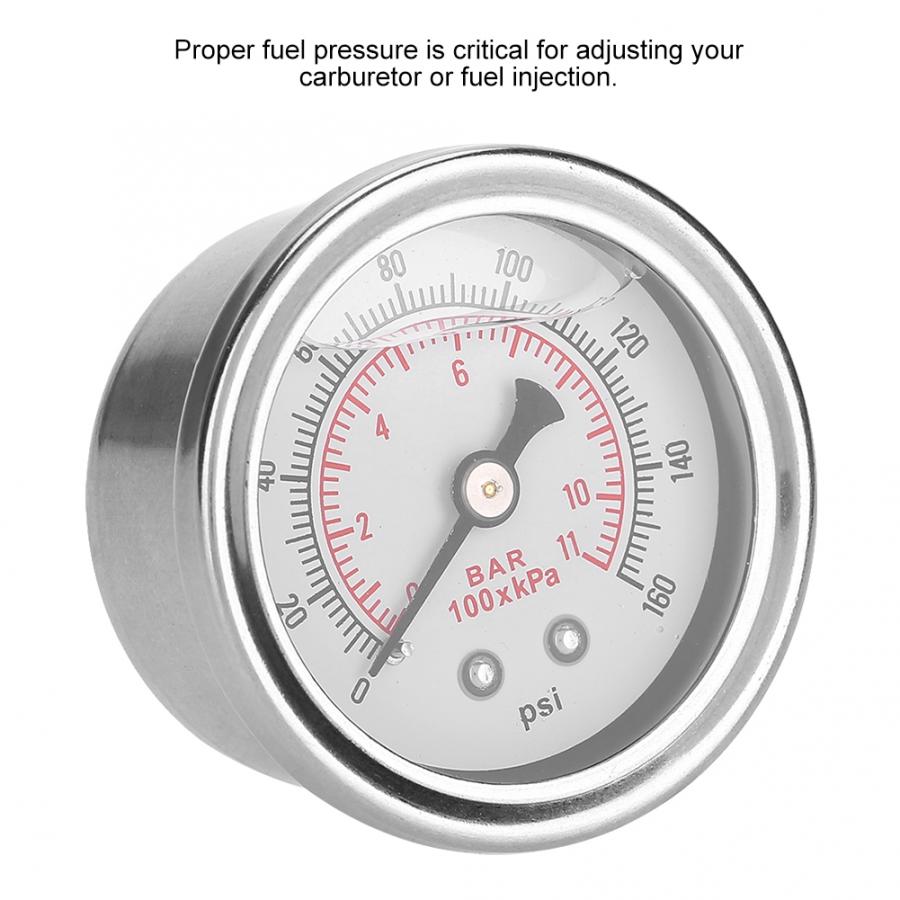 0-160 PSI/bar Car Fuel Pressure Regulator Gauge Liquid Fill Fuel/Oil Meter fuel pressure regulator valve car accessories