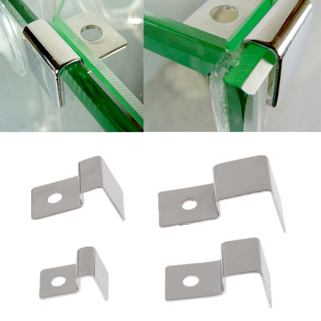 4 stk akvarie glas dæksel støtte akvarium låg dæksel beslag holder rustfrit stål clip støtte 4- pakke  - 5/8/12/19mm
