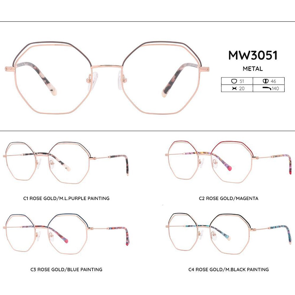 Kirka Metal Glasses Frames Geometric Spectacles Frames for Woman Man Eyeglasses Optic Frame Computer Women Glasses Frame