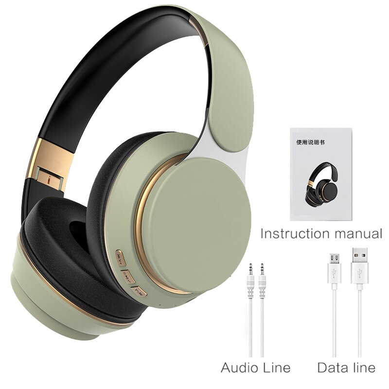 Xiaomi Headset Bluetooth Headset Sport Vouwen Intrekbare Computer Game All-Inclusive Headset Draadloze Bluetooth Met Fm Card: green