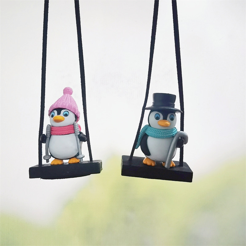 Schaukel Schlitten Pinguin Auto Anhänger Gentleman Pinguin Auto Rückspiegel Dekoration Auto Interieur Zubehör Ebene puppe Spielzeug