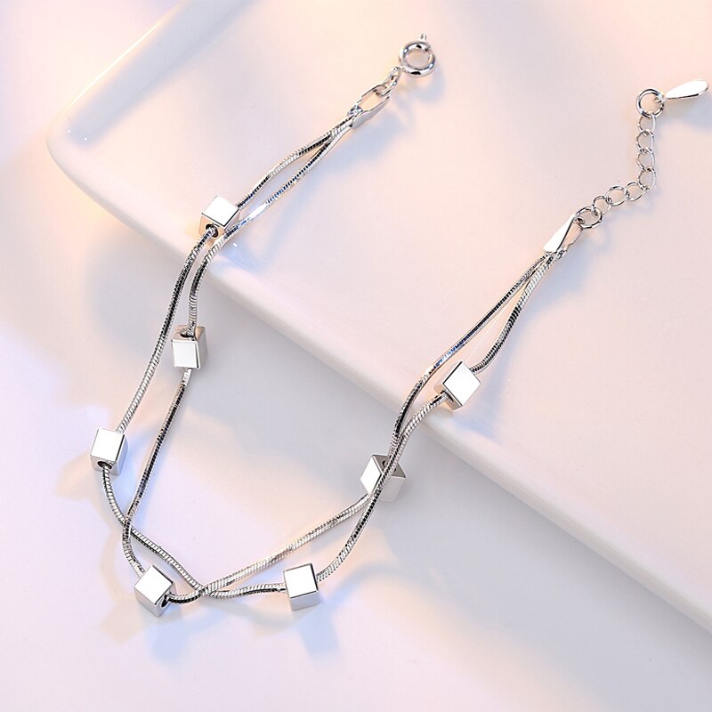 925 Sterling Silber Stern Kasten Stil Schlange Kette Charme Armbinde Silber Schmuck Armbinde Für Frauen Einfache Zubehör