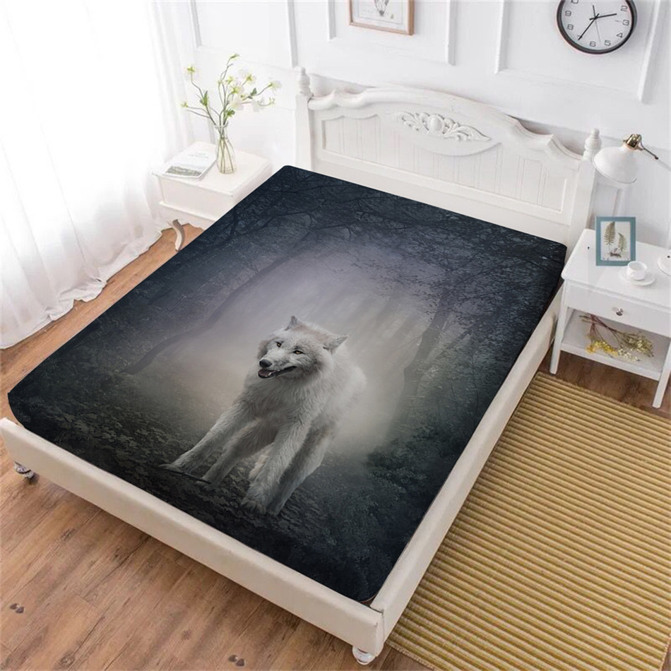 Drap de lit motif loup | Animal, Constellation mouton, drap-housse, vêtements géométriques, couverture de matelas à poche profonde, décoration de maison D25: DCL-AS19 / Queen