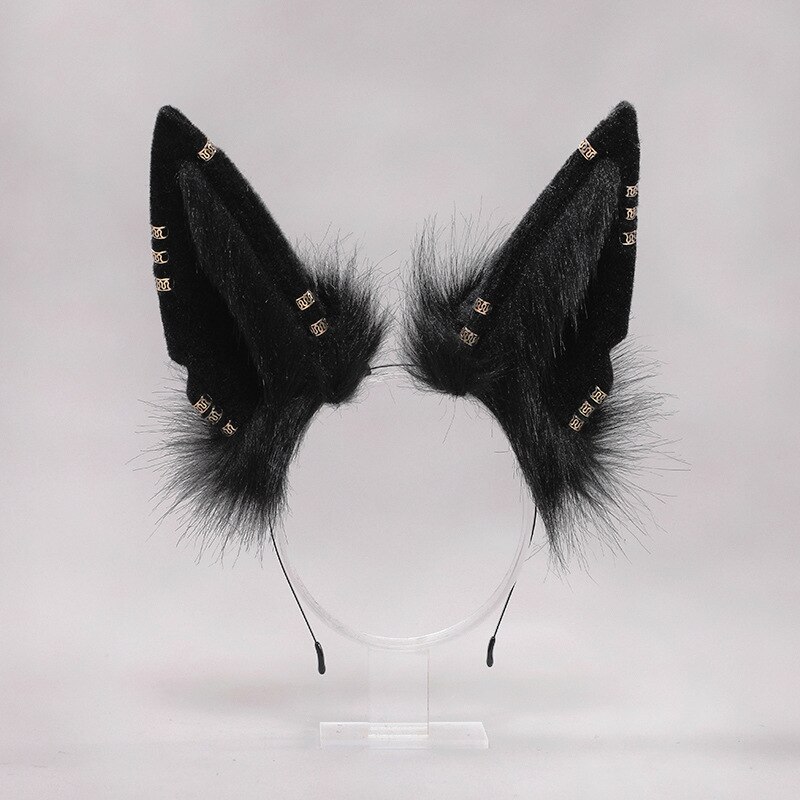 Uszy cosplay Wykonany ręcznie pluszowy pałąk bestia Anubis wilk kot placki uszy nakrycia głowy Halloween: A2