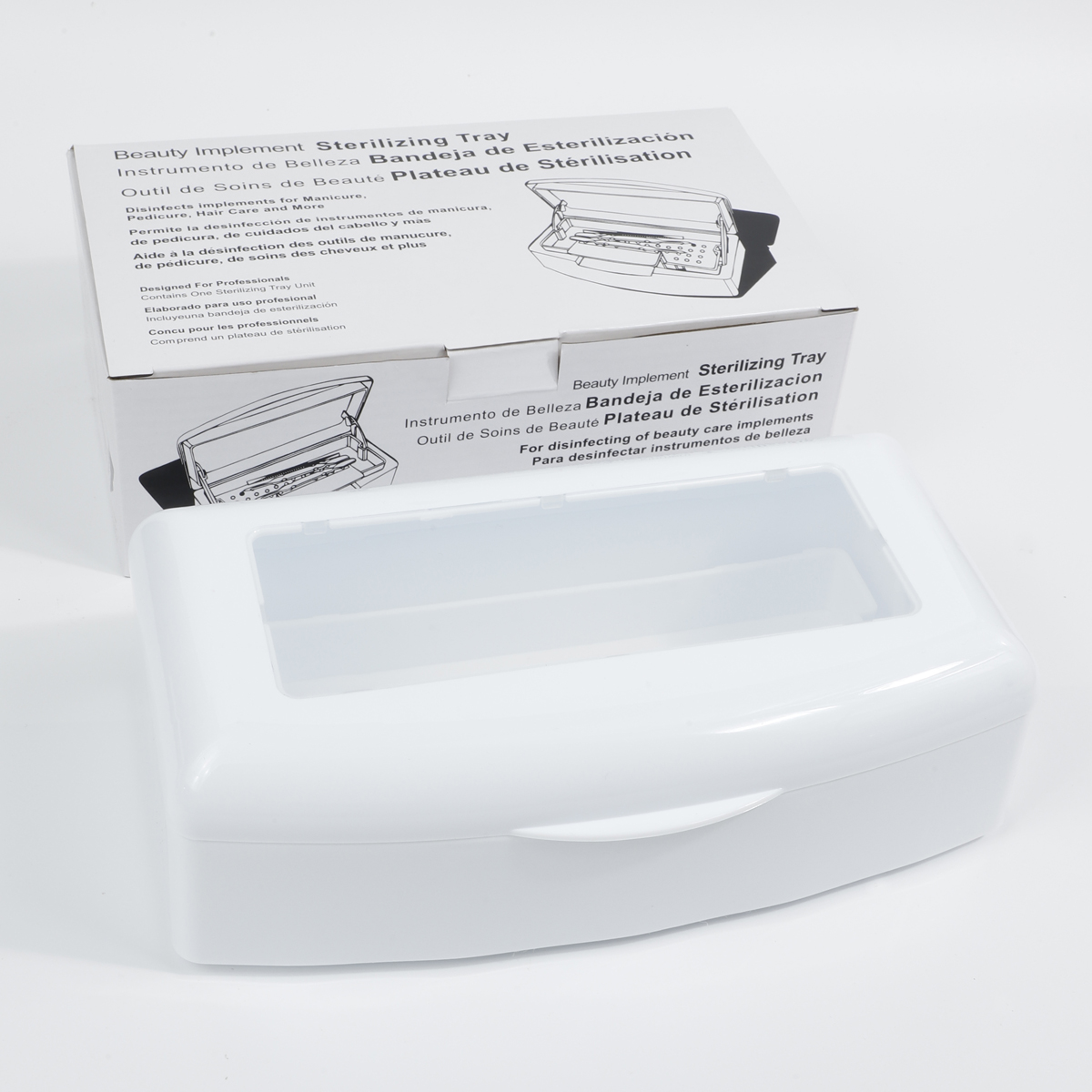 1 pz Vassoio sterilizzatore per utensili per unghie, scatola di disinfezione bianca per pinza metallica in acciaio, pinzette Pulitore per attrezzature Sterilizzazione pulita in plastica: BIANCO