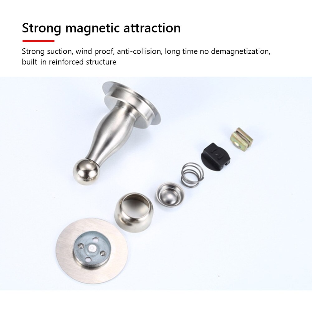 Rustfrit stål magnetisk dørpropp sømfri magnetdør stopper anti-kollision toiletholder fange dørstop møbler hardware