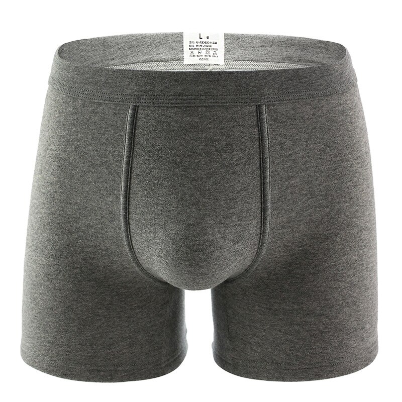 Men's Add Velvet Underwear Winter Thick Cotton Keep Warm Shorts Plus Long Legs Boxers Pants Boxershorts Men thermal Underpants: Gray / 4XL