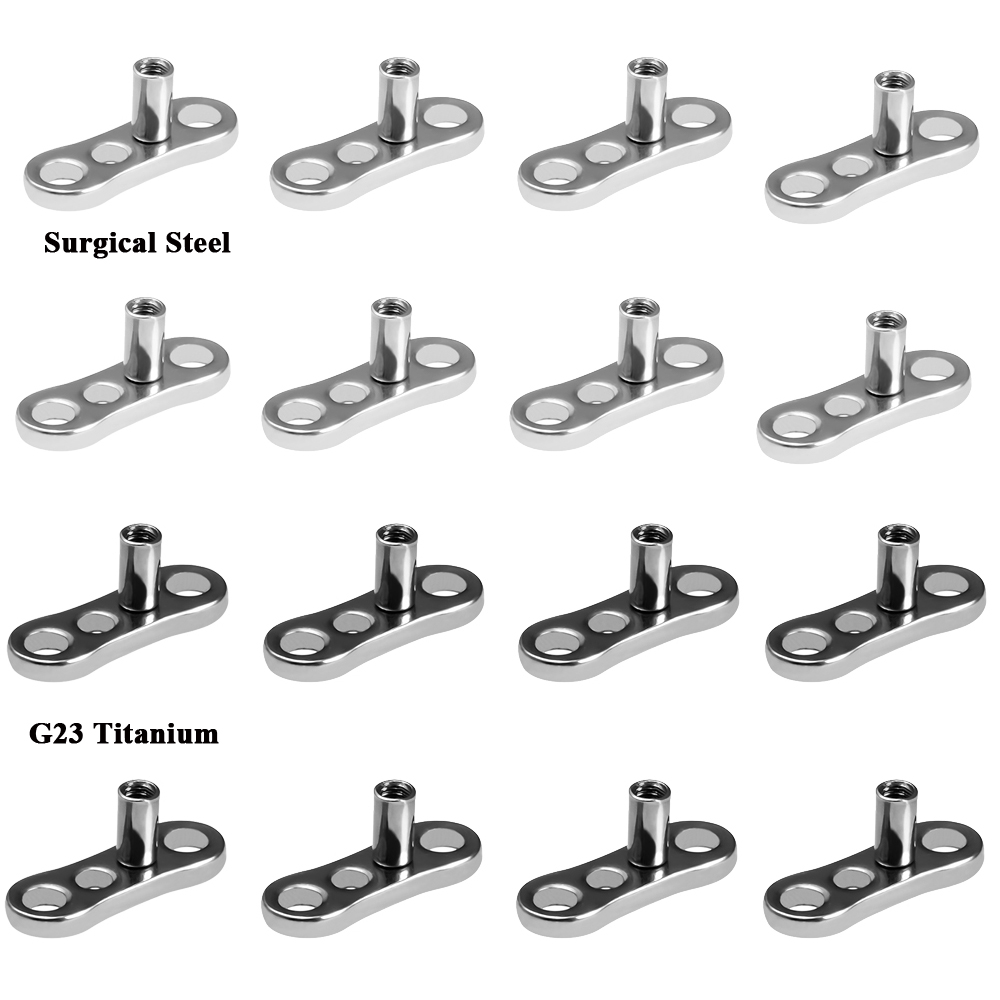 20 piezas 16G titanio base de ancla dérmica piel buzo superficie barra Piercings Micro Piercing dérmico superficie Piercing joyería del cuerpo