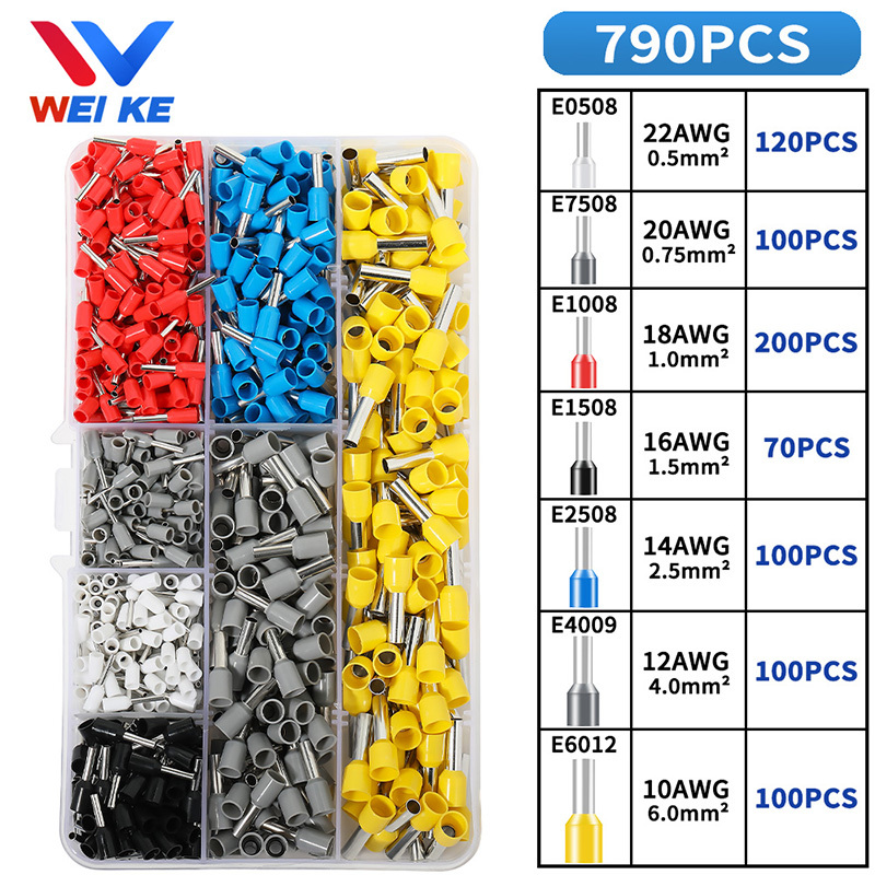 340/1200pz terminali per puntali tubolari connettori per cavi elettrici isolati a freddo a crimpare Termin pinze a crimpare strumenti: 790pezzi-no Pliers