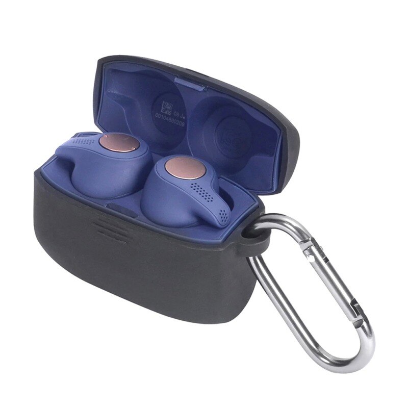 Earphone Case for Jabra Elite 65 t Wireless Sports Headset Silicone Protective Case Cover with Anti-Lost Hook Portable Cases
