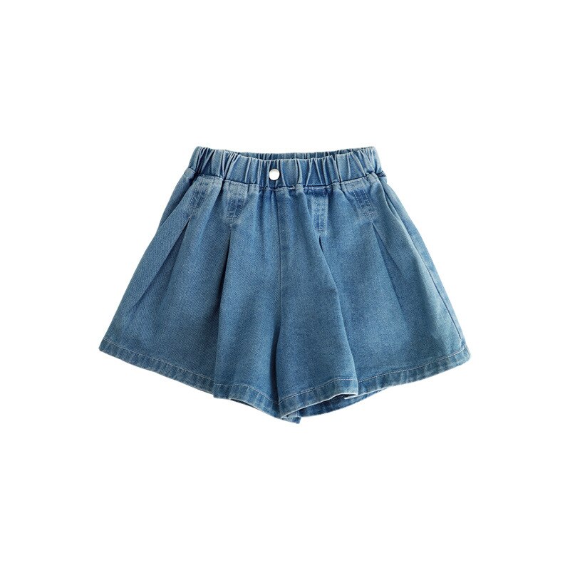 Pantaloni per adolescenti pantaloncini pieghettati lavati elastici per bambini estivi per ragazze pantaloncini per ragazze di moda bambini blu pantaloni corti Jeant vestiti: 14