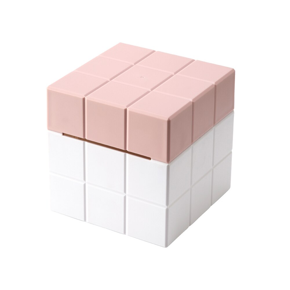Caja de pañuelos cubo mágico tallado hueco extraíble estable fijo Portable papel higiénico titular caja de almacenamiento de papel tisú: Rosa